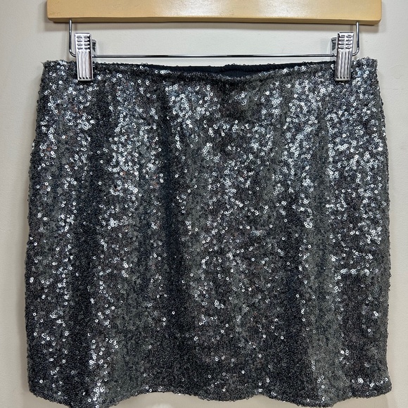 Turquoise Haven Silver Gray Sequined Mini Skirt - Picture 5 of 5